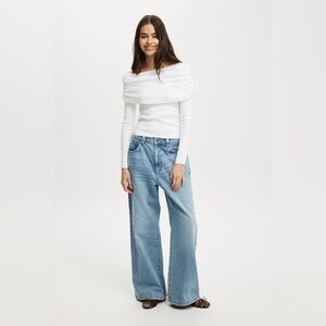 Everfine Rib Ruched Off Shoulder